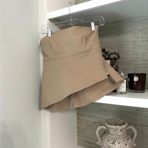 Strapless Asymmetrical Tan Skirt